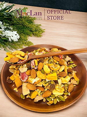 Granola Siêu Hạt Mộc Lan Healthy Foods - 5 loại hạt ngũ cốc và trái cây sấy Giảm Cân Nướng Mật Ong, Không Đường - 250g, 500g