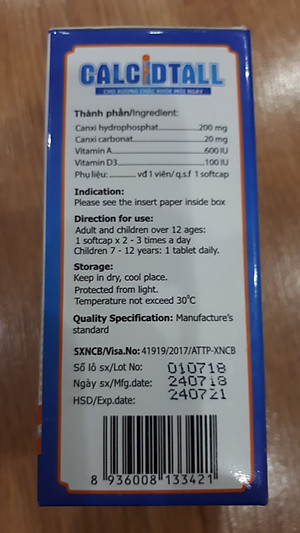 Thực phẩm chức năng - Calcidtall - Cho xương chắc khỏe