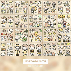 Bộ 20 Tờ Sticker Nhiều Hình Cô Gái Và Bé Thỏ - Telado MSTZ-07/2-6 (Mẫu Màu Giao Ngẫu Nhiên)