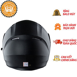 Mũ Bảo Hiểm Fullface Lật Cằm 2 Kính Royal M179 - Vân Carbon