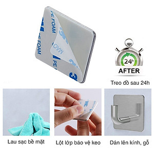 Combo 4 móc treo đồ quần áo dán tường inox 304 HOBBY Home Decor V35-4