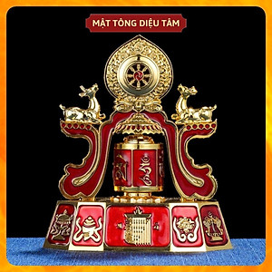 Kinh Luân Tây Tạng - bánh xe cầu nguyện Om Mani Padme Hum trang trí để bàn xoay để trên xe ô tô mang lại bình an và may mắn nhiều màu - Diệu Tâm