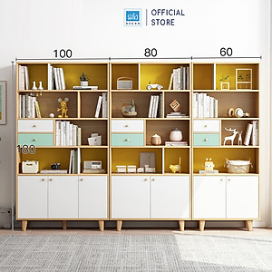 Tủ Sách Gỗ Phong Cách Bắc Âu Thương Hiệu SIB Decor (Nhiều Kích Thước) KSG43
