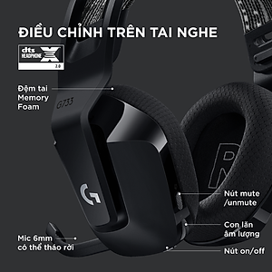 Tai nghe Gaming Logitech G733 LIGHTSPEED Wireless 7.1 RGB - Hàng Chính Hãng