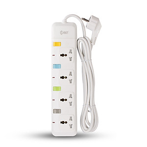 Ổ Cắm Điện Nối Dài Comet CESG2403 2500W Dây Dài 3m, 4 Lỗ 3 Chấu, 4 Công Tắc, Có Nắp Che Lỗ Cắm An Toàn