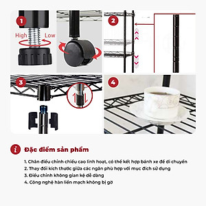 Kệ sắt đa năng để đồ 4 tầng dùng trong nhà bếp