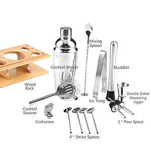Bộ dụng cụ 14 món pha chế bằng thép không gỉ của bartender