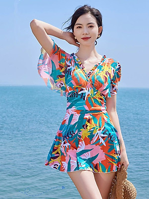 Đồ bơi nữ kiểu váy liền thân bikini 1 mảnh tôn dáng che khuyết điểm có sẵn mút ngực quần đùi