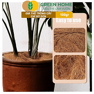 Chỉ Xơ Dừa Greenhome, Bao 100gr, Chuyên Dùng Giá Thể Trồng Lan, Kiểng Lá, Đắp Gốc Giữ Ẩm Cây Trồng
