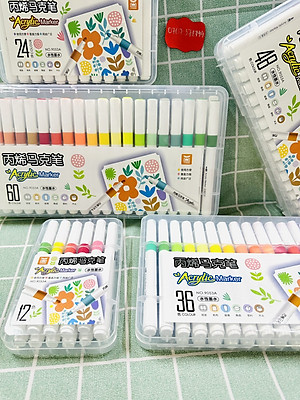 Bút Lông Màu Acrylic Marker 12/24/36/48/60 Màu Hàng Cao Cấp An Toàn Màu Sắc Tươi Sáng Vẽ Được Trên Nhiều Chất Liệu