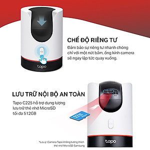 Camera trong nhà TP-Link Tapo C225 - Quay quét 360 độ, Phát hiện người, vật và xe cộ, Đàm thoại 2 chiều - Hàng chính hãng