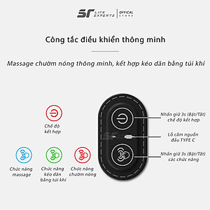 Gối Ngủ Túi Khí Kéo Dãn, Kê Đầu Massage Chườm Nóng Công Thái Học, Giảm Đau Mỏi Cổ Vai Gáy - Sairui