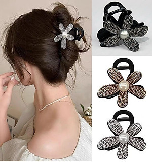 Kẹp tóc sau đính đá mẫu mới, kẹp tóc búi sau hoa đính đá sang trọng mẫu mới