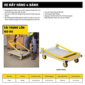 Xe Đẩy Tay 4 Bánh Cao Cấp Có Thể Gấp Gọn Stanley PC510