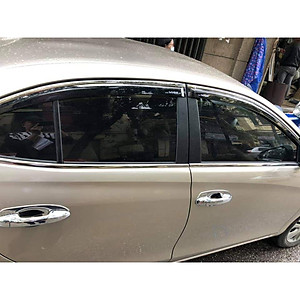 Bộ vè che mưa viền chỉ mạ crom dành cho xe Toyota Vios 2014-2020