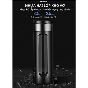Bình pha trà, bình pha cà phê thủy tinh 2 lóp cao cấp Mitomo BGH-0509, 550ml có lõi lọc trà inox 304 - Hàng chính hãng