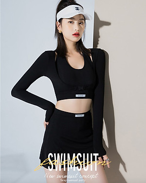 Bộ đồ bơi bikini nữ kín đáo quần short áo tay dài đi tắm biển, tập yoga, tập gym - B.31