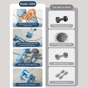 Bộ 2 tạ tay 3kg Model Q304 - Q314 cao cấp tập Gym BG (hàng nhập khẩu)