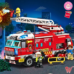 Đồ chơi lắp ráp xếp hình cứu hỏa Qman 2807 – Ô TÔ CỨU HỎA (366 mảnh ghép) dành cho bé trai trên 6 tuổi