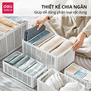 Hộp Nhựa Chia Ngăn DELI Có Thể Tháo Rời Xếp Chồng -Khay Nhựa Chia Ngăn Đựng Quần Áo Đồ