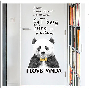 Decal dán tường I love Panda và thông điệp ý nghĩa AmyShop DKN101 (70 x 80 cm)