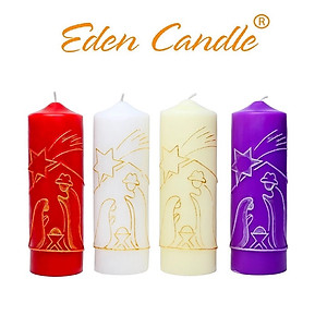 [4 Màu] Nến trụ tròn D6H20 EDEN CANDLE EDC7800 hình chóp, Sản phẩm chế tác hoàn toàn thủ công với họa tiết đẹp mắt, sang trọng