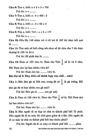 Sách Bồi Dưỡng Học Sinh Giỏi Qua Các Vòng Thi Toán Lớp 3 (Tập 2)