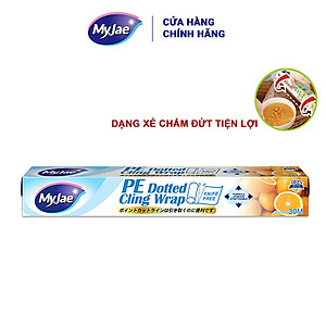 Màng bọc thực phẩm PE MyJae Đài  Loan 30cmx30m dạng xé chấm đứt bảo quản thực phẩm an toàn tiện lợi