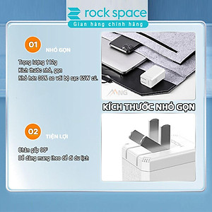 Củ sạc siêu nhanh 65W Rockspace T60 3 cổng sạc, 2 typeC 1 USB - Hàng chính hãng