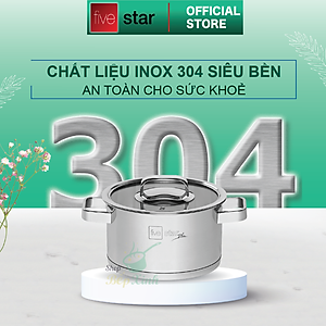 Bộ Nồi Inox 304 Fivestar Plush 3 đáy từ 4 Món Nắp Kính ( Tặng 10 Muỗng Ăn Inox )