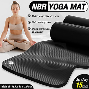 BG Thảm tập Yoga,GYM chuyên dụng dày 15mm NBR nguyên khối, độ đài hồi tốt, chống lún, Chống trơn trượt, độ bám cao, ngăn ngừa hôi và ẩm mốc (hàng nhập khẩu)