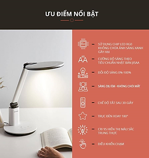 Đèn Để Bàn đổi màu 19W Panasonic HHGLT062319 Chip Led RG0, không ánh sáng xanh, an toàn cho mắt, điều chỉnh độ sáng