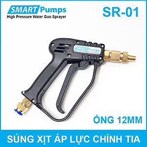 Súng xịt áp lực rửa xe vệ sinh máy lạnh tưới cây có chỉnh tia ống 12mm Smartpumps