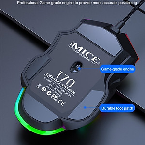 Chuột Led RGB gaming T70 7200dpi công thái học chống mỏi cổ tay Cho máy tính laptop hàng nhập khẩu