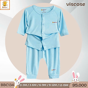 Bộ sơ sinh cài giữa tay dài vải visco siêu mềm mại cho bé