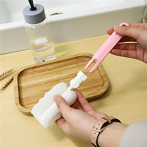 Cây cọ rửa ly cốc, chai lọ, bình sữa bằng mút xốp cán rời có móc treo tiện dụng cho gia đình, quán ăn, cà phê - Dụng cụ rửa ly cốc nhỏ gọn tiện dụng