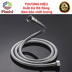 Dây vòi hoa sen tắm nóng lạnh Pimisi bằng inox 304 với đầu dây đồng thau không gỉ phù hợp với mọi sen tắm trong nhà vệ sinh dài 150cm chống xoắn - mạ xi sáng bóng - ống mềm cấp nước và dùng được cho cả vòi xịt nhà vệ sinh phòng tắm | Hàng chính hãng