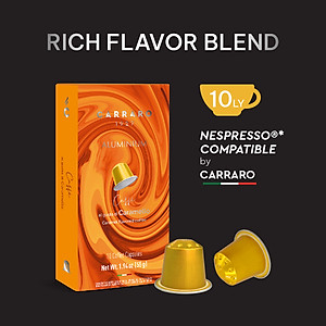 Cà phê viên nén Nespresso - Carraro Rich Flavor - Hộp 10 viên - Nhập khẩu chính hãng từ Ý