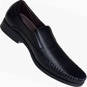 Giày tây nam không dây Trường Hải đen da bò cao cấp cao 3cm đế cao su GT100