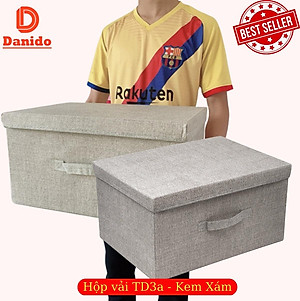 Hộp vải đựng đồ đa năng Bắc Âu có nắp rời và khoen inox sang trọng kích thước 45x23x33cm vải Oxford 600D chính hãng D Danido