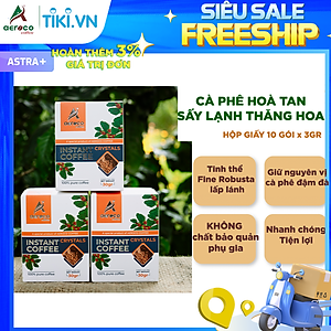 Hộp giấy 10 gói*3g/gói_Cà phê AEROCO hòa tan sấy lạnh thăng hoa Robusta