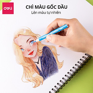 Bút Chì Màu Gốc Dầu Deli - Hộp 12 Màu Chì Học Sinh Chuyên Nghiệp - Màu Sắc Tươi Sáng Không Dễ Gãy - Quà Tặng Cho Bé