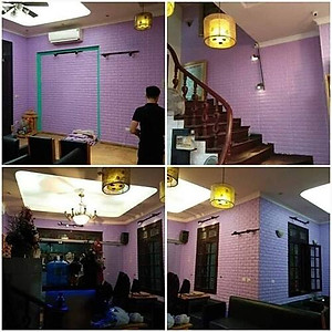 Bộ 5 Tấm Xốp Dán Tường 3D Giả Gạch Tím Nhạt 70cmx77cm