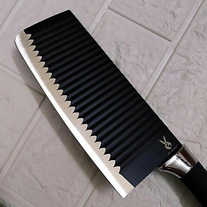 Dao Nhật K03 - đen mũi vuông ,dao bếp thiết kế gợn sóng ,giảm mút dính lưỡi dao thép không rỉ , sắc bén ,cán dao bọc cao su êm ái , chắc chắn chống trơn trượt