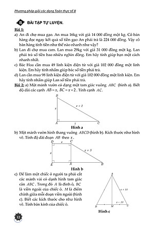 PHƯƠNG PHÁP GIẢI CÁC DẠNG TOÁN THỰC TẾ 8 (Theo chương trình mới)
