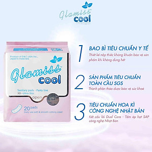 Combo 2 Băng vệ sinh hàng ngày Glamiss Cool ,BVS thảo dược 16cm siêu mát siêu khô thoáng
