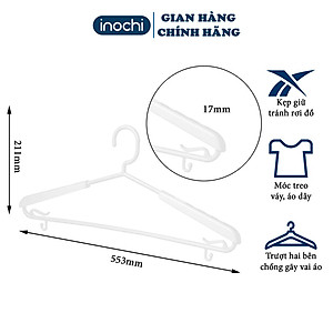 Set 05 cái Móc áo trượt lớn Hara 177 Bằng Nhựa Cao Cấp Inochi Nhật Bản (417 x 100 x 210 mm) - Giao Màu Ngẫu Nhiên