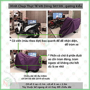 [Loại Lớn - Dày] Áo Bạt Phủ Trùm Xe Máy KhoNCC Che Mưa Nắng Dòng Xe Lớn SH 125 150i , Moto Z1000 - NQL-BPXMT-Z1K - Hàng Chính Hãng (Xanh Đen)