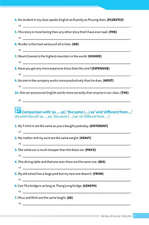 Bài Tập Viết Lại Câu Tiếng Anh ( Ôn Thi Vào Lớp 10 Và 10 Chuyên )