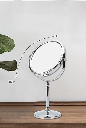 Gương trang điểm để bàn Roman, Crom, phóng đại zoom x3, 2 mặt xoay siêu nét Minh House
